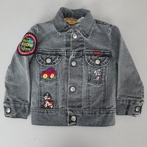 Vintage Rustler Denim Jacket Boys 9-12M Gray Trucker Circus Animal Patches